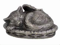 Angel Cat Urn - Silver