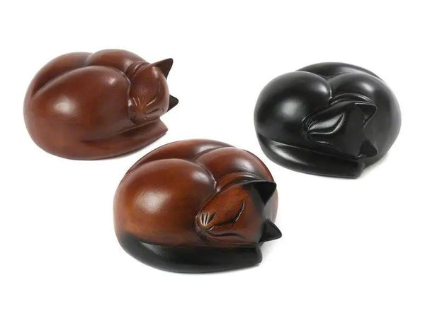 Carved Wood Sleeping Cat