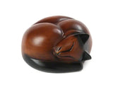 Carved Wood Sleeping Cat